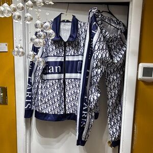 Dior Navy and White Men's Jacket and Pants Set